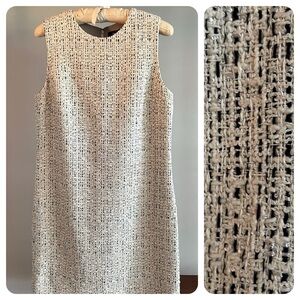 THEORY Cotton Blend Hatch Tweed Sheath Dress